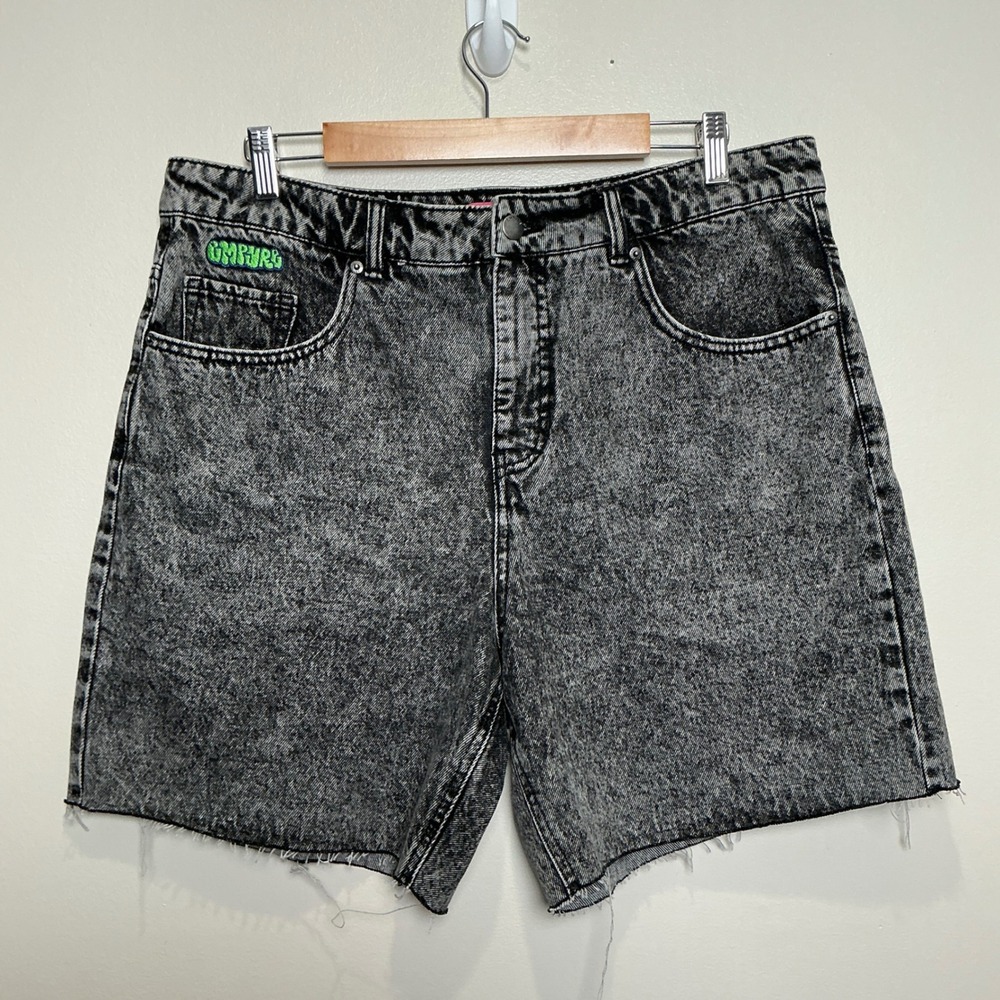 NWT Empyre TORI High Rise Denim Shorts 14 Black Acid Wash Loose Fit Skater Y2K
